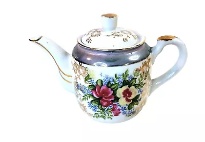 Vintage Price Floral Design Mini Teapot Gold Color Accents Made In Japan • $6.49