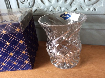 £9.95 • Buy Vintage Royal Brierley Cut Lead Crystal Heavy Glass Vase New Boxed Beautiful