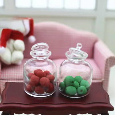 1:12 Scale Dollhouse Glass Jar Candy Kitchen With Lid Miniature Accessories • $7.79