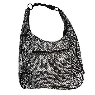 Volcom Purse Bag Women Large Black White Harmony Hobo Jacquard Shoulder Chevron • $19.95