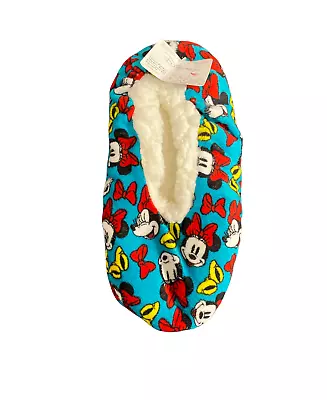 Disney Minnie Mouse Slippers Woman's Size 5-7 Sherpa Fleece Lined Grip Sold • $11.99