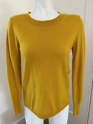 J Crew 100% Cashmere Yellow Gold Crew Neck Sweater Size Women’s Small • $25