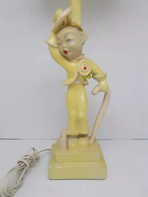 Vintage Mid Century Modern Art Deco Funky Asian Flapper Dancer Chalkware Lamp • $24.99