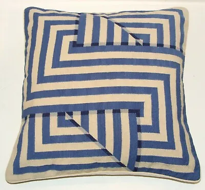 Geometric Cushion Cover Light Blue Needlepoint Handmade 15K • £21.99