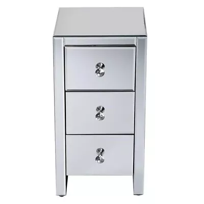 Mirrored Glass Bedside Table With Three Drawers Size S • $131.10