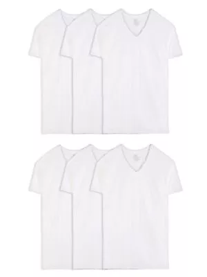 6 Pack Mens 100% Cotton Stay Tucked V-neck T-shirt Large Tall White • $41.13