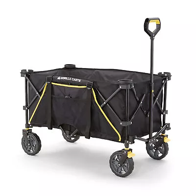 Gorilla Carts 7 Cu Ft Collapsible Outdoor Utility WagonOversize Bed Black • $119.99