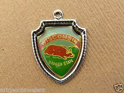 $14.95 • Buy Vintage Silver WISCONSIN THE BADGER STATE TRAVEL SHIELD SOUVENIR Charm #1 #S