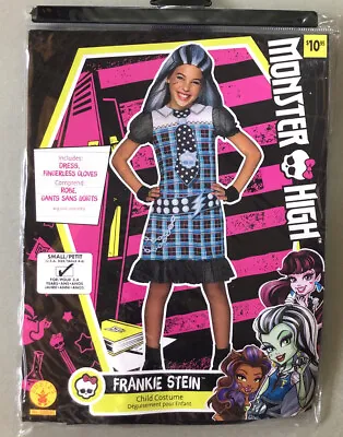 Monster High Frankie Stein Costume Kids Small 4-6 2016 Dress & Gloves Halloween • $24.99