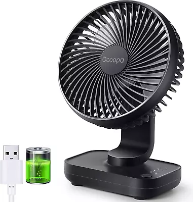 USB Desk Fan 4000mAh Rechargeable Battery Operated Table Fan 4 Speeds 5inch • £19.78