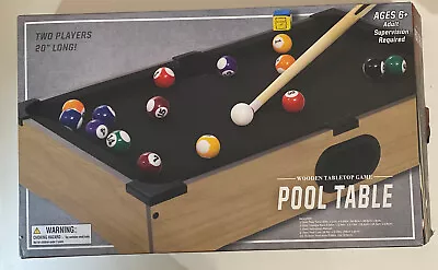 Mini Wooden Table Top Pool Play Snooker Game Set With 2 Mini Cues • $29.92