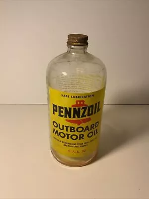 Vintage Pennzoil Outboard Motor Oil 1 Quart Glass Bottle • $9.99