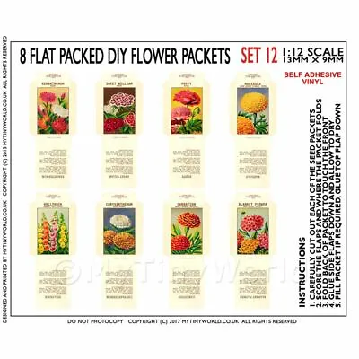 8 Dolls House Flower Seed Packets (Set 12) • £1.99