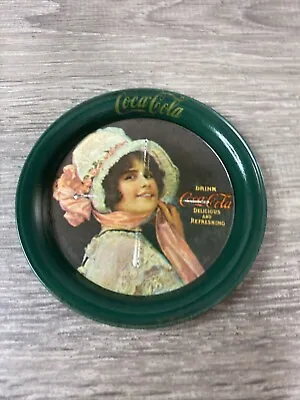 Vintage 1983 Drink Coca Cola Tin Metal Coaster (3 1/2 ) With A Lady In A Bonnet • $6