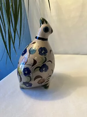 Vintage Tonala Mexico Hand Painted Folk Art Quail Bird Pottery Blue Floral 7”H • $16.99