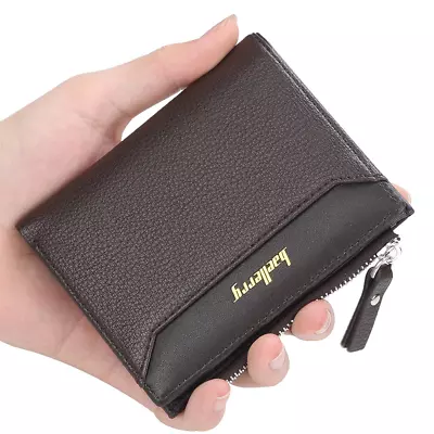 Mens Small Hangbag Leather Bi-fold Wallet With Coin Zip Pocket Card Holder Gifts • $8.94