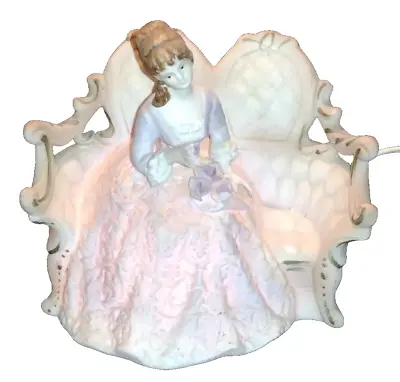 Lenwile Ardalt Night Light Boudoir Lamp Porcelain Victorian Lady Settee VTG • $39.99