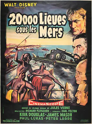 20000 Leagues Under The Sea 1955 French Grande Film Poster • £2130