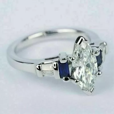 2Ct Marquise Cut Lab Created Diamond Engagement Ring14K White Gold Plated Silver • $55.99