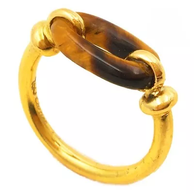 Cartier Vintage RARE Circle Tiger Eye 18k Yellow Band Ring Signed Jewelry • $2460.55