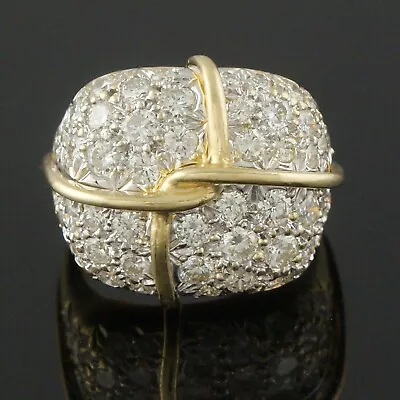 $4650 • Buy Jose Hess Signed Solid 18K Yellow Gold & 1.52 CTW Diamond Estate Cocktail Ring