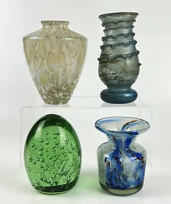 4 X Art Glass- Antique Dump- Royal Brierley Iridescent Vase- Vintage Mdina Roman • £30