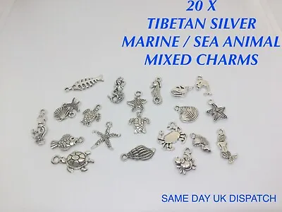 20 X Tibetan Metal Marine / Sea Animal Charms Jewellery Making Crafts Bracelets • £3.49