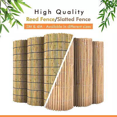 Slat Reed Garden Fencing Bamboo Fence Panel Screening Roll Outdoor Screen 3M/4M • £18.75