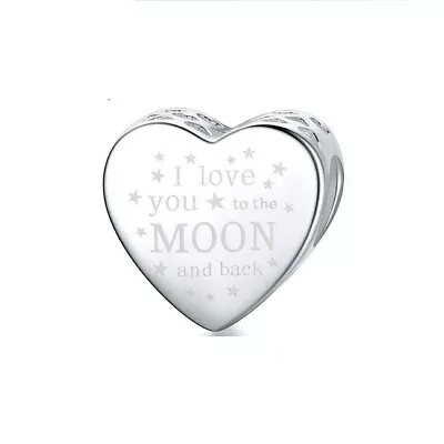 $23.99 • Buy SOLID Sterling Silver Love You To Moon & Back Heart Charm By YOUnique Designs