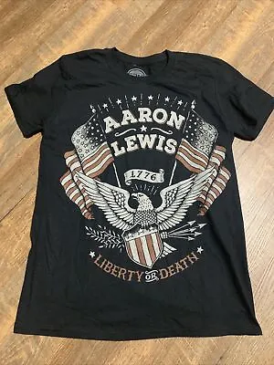 Aaron Lewis Liberty Or Death Patriot Band Staind Concert Shirt Black Medium • $14.99