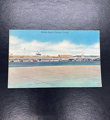 Vtg 1940s Malton Airport DC-3 Airplane Toronto Canada Unused Linen Postcard • $7.02