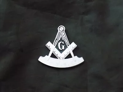 Past Master With Square Car Emblem 2 1/4  Masonic Adhesive Freemason Silver NEW • $8.89