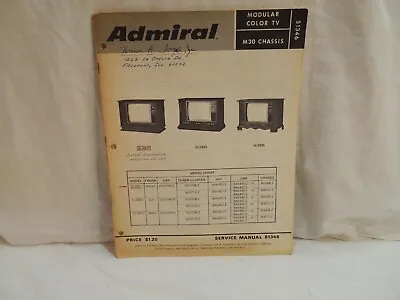 Vintage Admiral Television Manual S1346 TV • $15