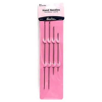 4 X Hemline Assorted Sizes Hand Sewing Doll Toys Mattress Needles With Large Eye • £4.99