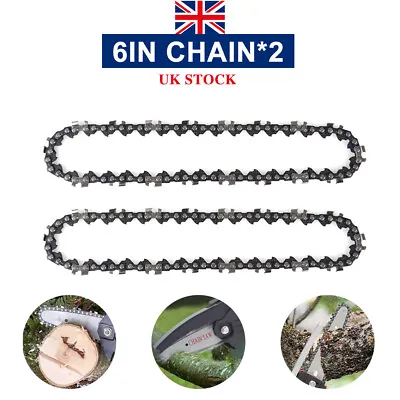 2X 6 Inch Chainsaw Saw Chain Pitch 1/4  0.043  Gauge 37 Drive Links Replace UK • £10.99