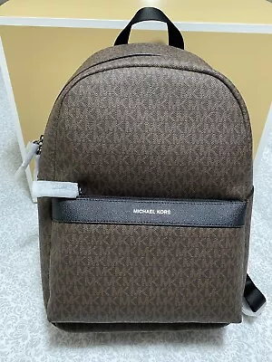 Michael Kors Genuine Men's Greyson Canvas Logo Backpack Brown/Black $398 • $105