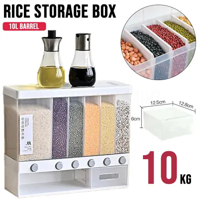 10KG Grain Case Cereal Dispenser Storage Box Kitchen Food Rice Container Wall • $27.95