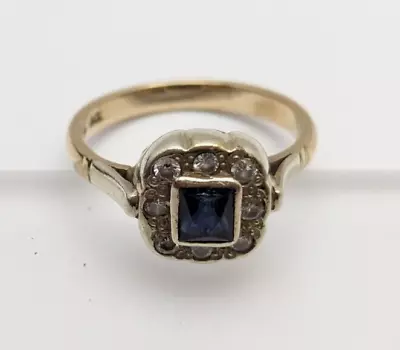 9ct Gold Ring Sapphire And Diamond Ring Size: L 1/2 - 9ct Yellow Gold • $444.22