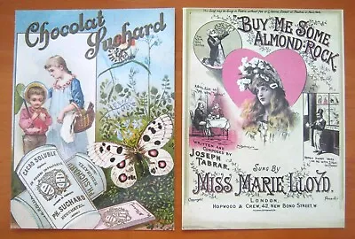 2 X Athena Postcards: Suchard Chocolate + Almond Rock Marie Lloyd Sheet Music • £3.99