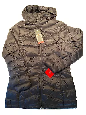 Women's Eddie Bauer Chevron Down Hooded Parka Med Black NWT! • $44.50