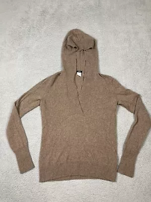 J Crew Pullover Womens Medium Brown Hoodie Wool Cashmere Blend Soft Comfort • $29.95