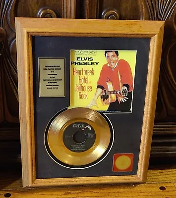 Elvis Presley 24kt Gold Plated 7  Record Heartbreak Hotel Jailhouse Rock Framed • $79.50