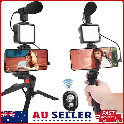 Smartphone Vlogging Video Kit Set W/ Tripod Microphone LED Video Light Remote A+ • $19.99