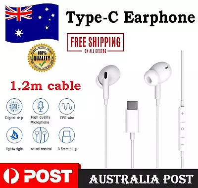 Earphone Headphone Earbuds USB C Type C For Samsung Headset Wired Mobile (White) • $22.49