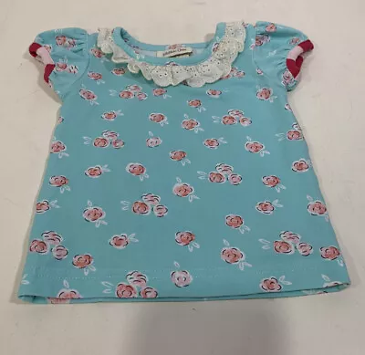 Matilda Jane Baby/Infant Girls Summer Top Size 3 Mos Blue Roses Eyelet Trim • $9.99