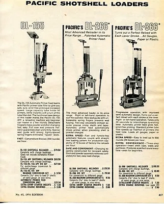 1974 Print Ad Pacific Shotshell Loader DL155 DL266 DL366 Reloader DL105 Power C • $9.99