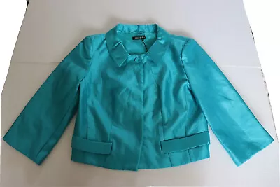 Chelsea Basic Jacket Womens Size 8 Blue Lined Button Nylon Collared Formal • $19.95