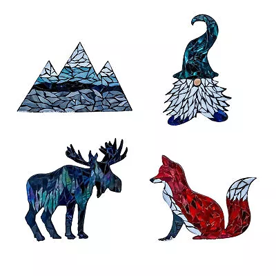 Stained Glass DIY Mountain Range Mosaic Kit Handmade Arts Crafts Fox Mosaic Kit • $9.18