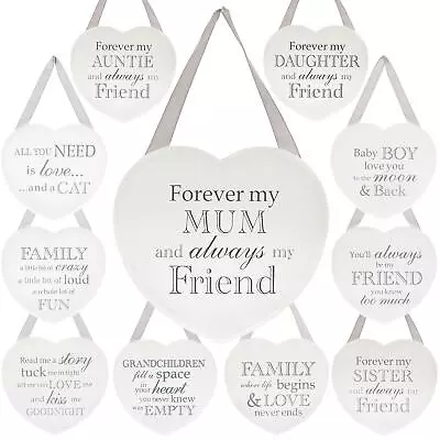£3.60 • Buy Large Shabby Chic White Wooden Heart Wall Hanging Plaque Bedroom Home Sign Gift