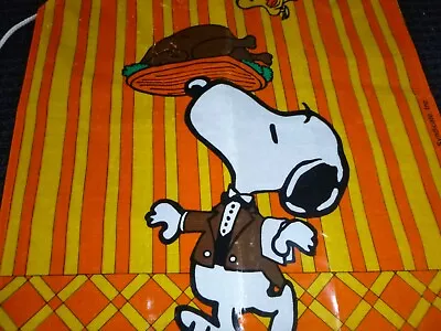 Vtg Vinyl Coated Snoopy Woodstock Peanuts Cooking Apron Thanksgiving Turkey • $36.25